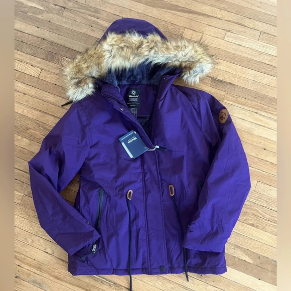 NWT Wantdo Women's Skiing Jacket Waterproof Winter Coat Padded Raincoat Purple - Picture 2 of 7